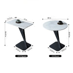 Elegant Sintered Stone Side Table with Unique Design - Modern Round Accent Table for Living Room or Bedroom Use hldjj-3019