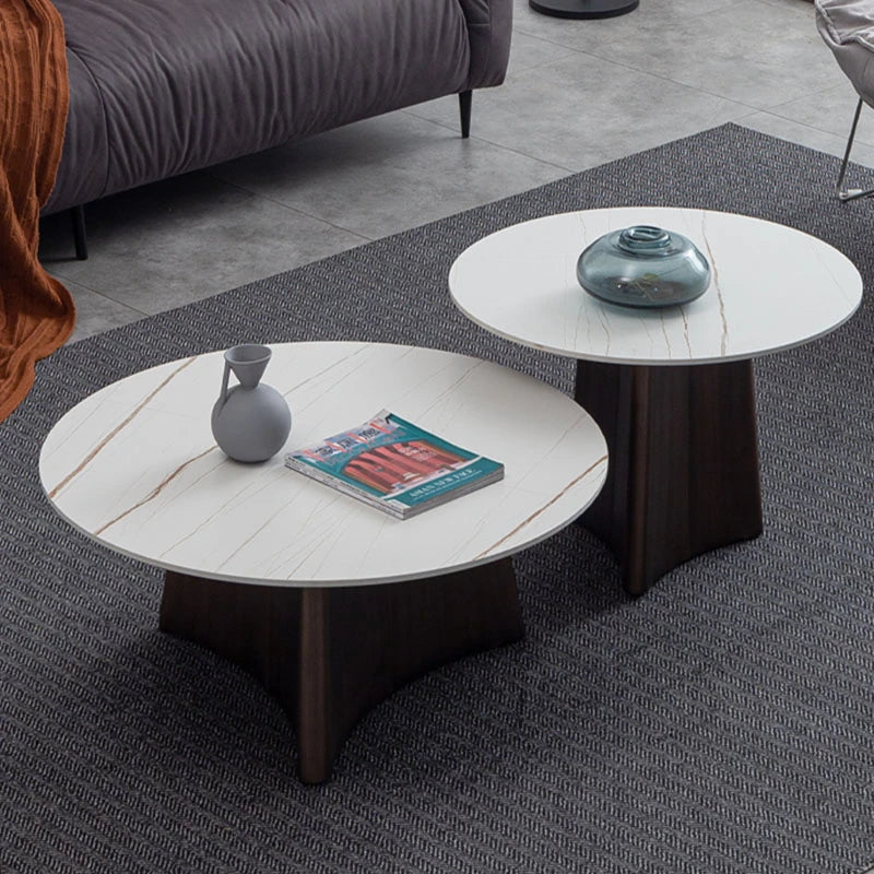 Elegant Sintered Stone Coffee Table Set - Modern Round Design for Living Room Decor hldjj-3023
