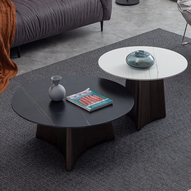 Elegant Sintered Stone Coffee Table Set - Modern Round Design for Living Room Decor hldjj-3023