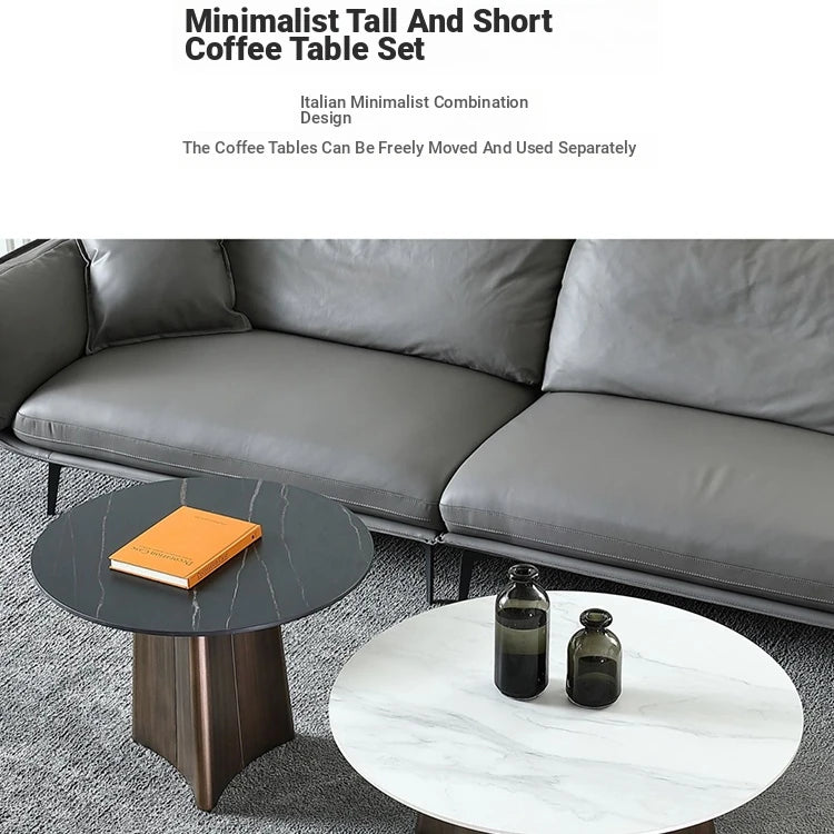 Elegant Sintered Stone Coffee Table Set - Modern Round Design for Living Room Decor hldjj-3023