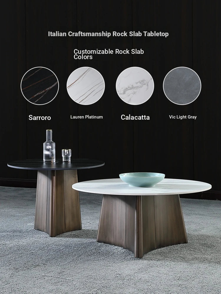 Elegant Sintered Stone Coffee Table Set - Modern Round Design for Living Room Decor hldjj-3023