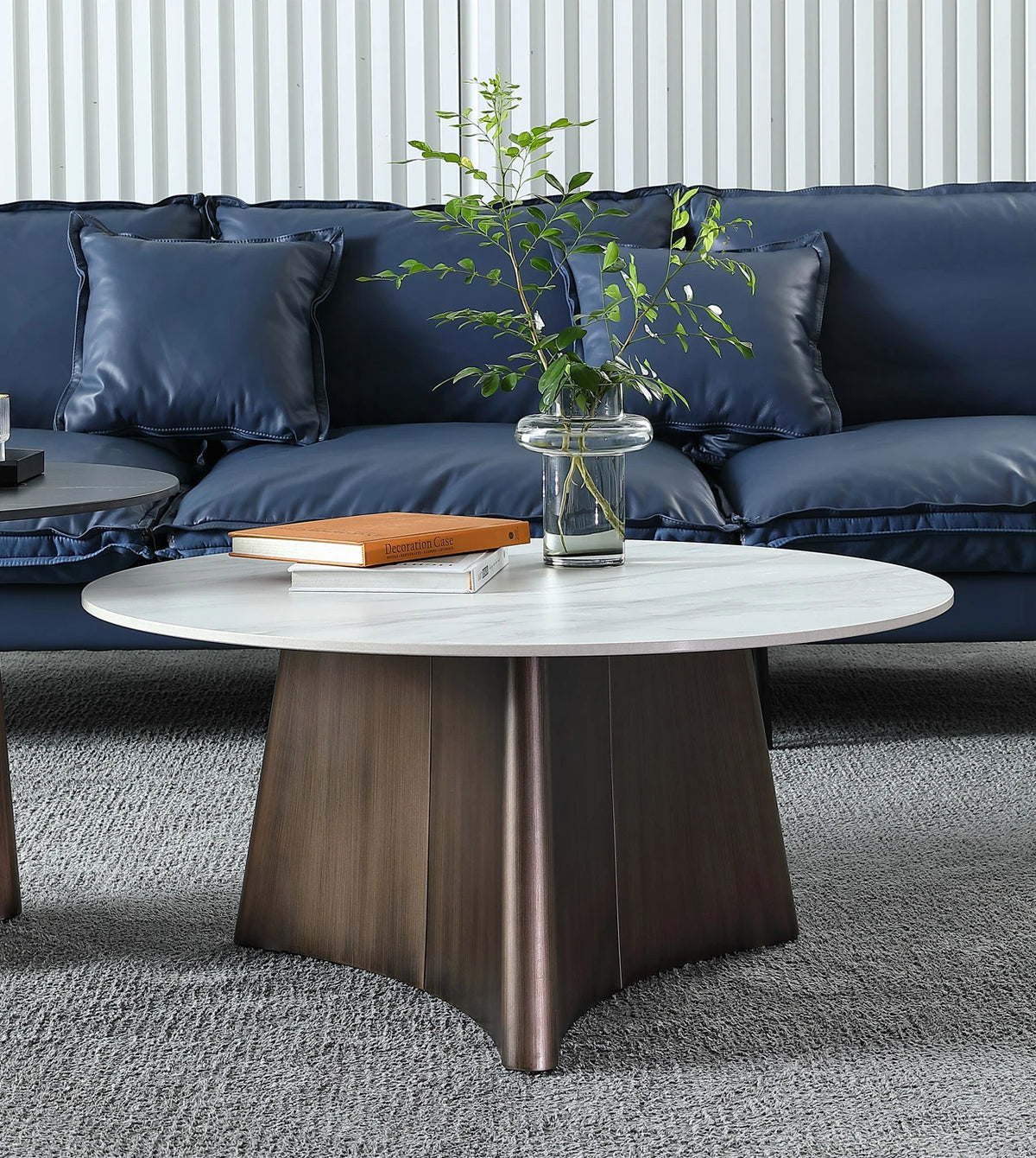 Elegant Sintered Stone Coffee Table Set - Modern Round Design for Living Room Decor hldjj-3023