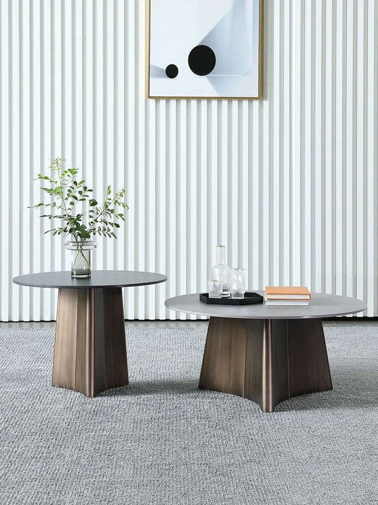 Elegant Sintered Stone Coffee Table Set - Modern Round Design for Living Room Decor hldjj-3023