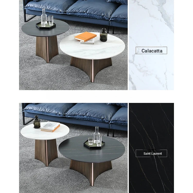 Elegant Sintered Stone Coffee Table Set - Modern Round Design for Living Room Decor hldjj-3023