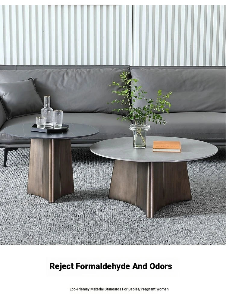 Elegant Sintered Stone Coffee Table Set - Modern Round Design for Living Room Decor hldjj-3023