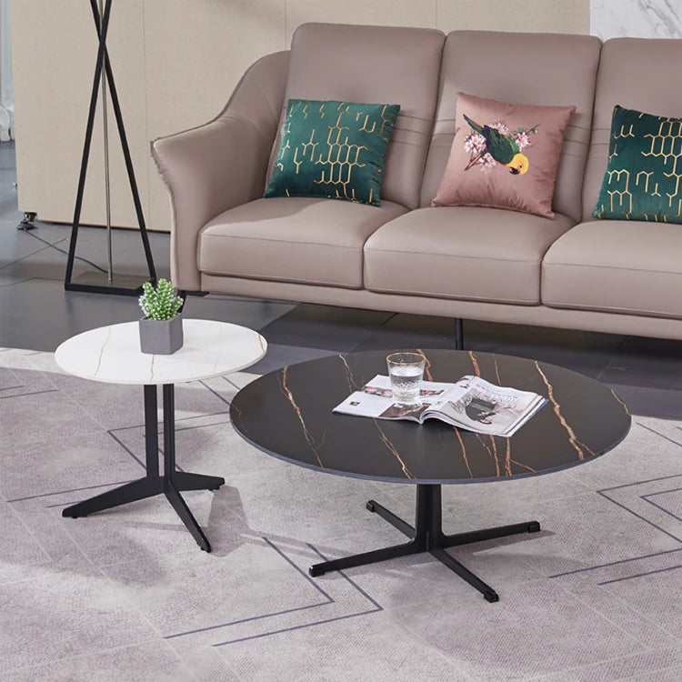 Modern Sintered Stone Coffee Table Set - Elegant Round Design for Contemporary Living Rooms hldjj-3024