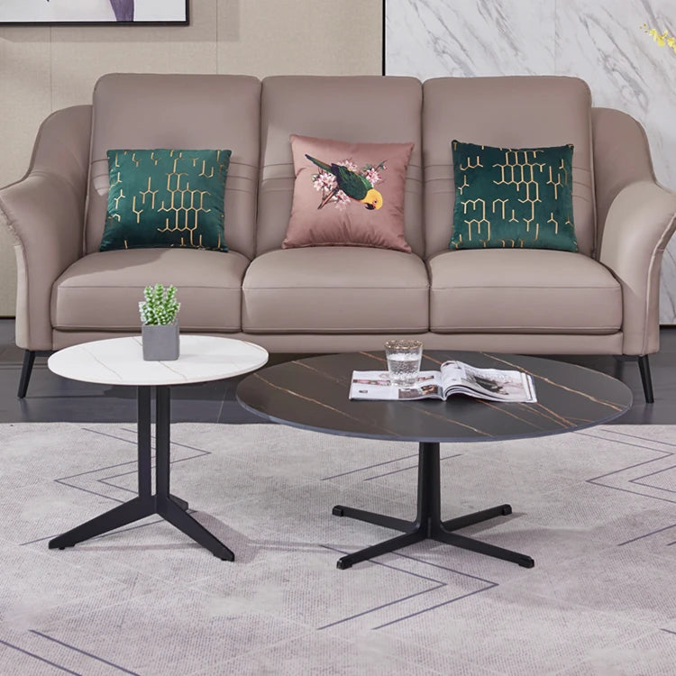 Modern Sintered Stone Coffee Table Set - Elegant Round Design for Contemporary Living Rooms hldjj-3024