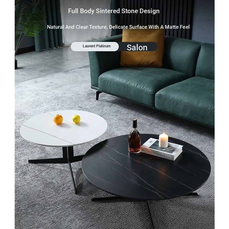 Modern Sintered Stone Coffee Table Set - Elegant Round Design for Contemporary Living Rooms hldjj-3024