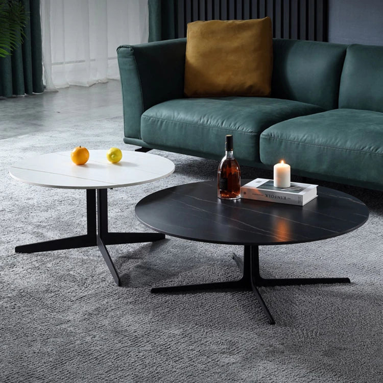 Modern Sintered Stone Coffee Table Set - Elegant Round Design for Contemporary Living Rooms hldjj-3024
