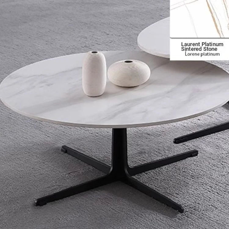 Modern Oval Coffee Table with Sintered Stone Top - Stylish and Chic Living Room Furniture hldjj-3025