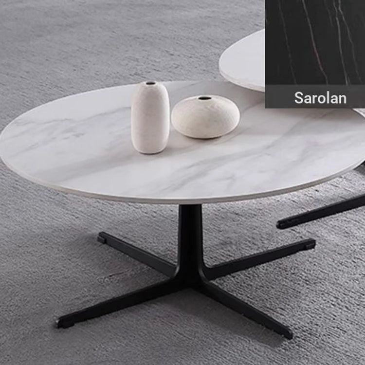 Modern Oval Coffee Table with Sintered Stone Top - Stylish and Chic Living Room Furniture hldjj-3025