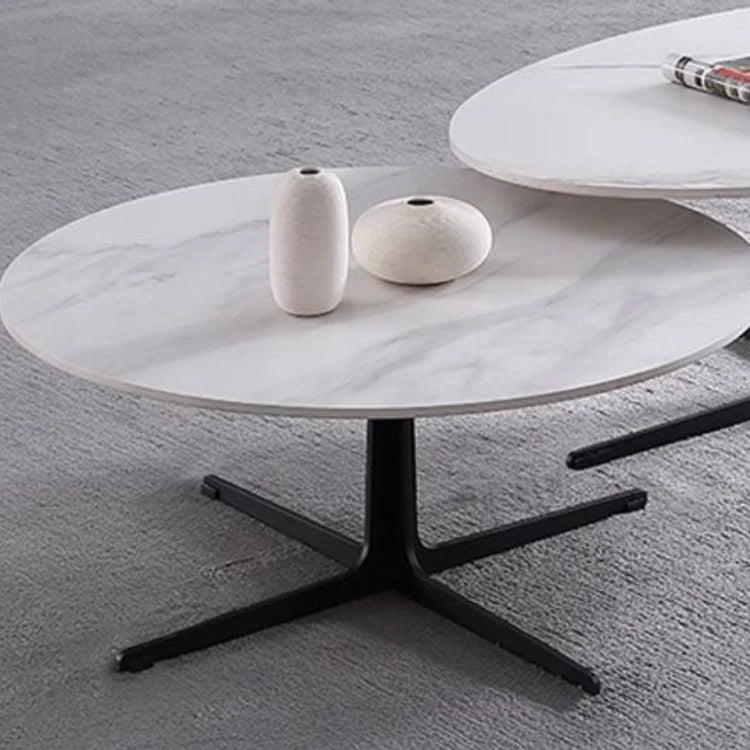 Modern Oval Coffee Table with Sintered Stone Top - Stylish and Chic Living Room Furniture hldjj-3025