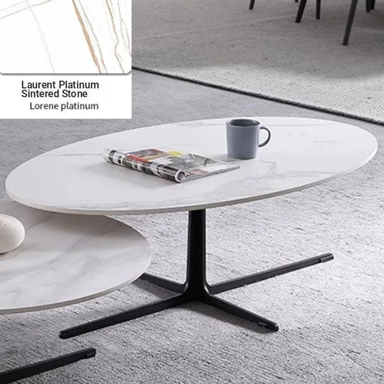 Modern Oval Coffee Table with Sintered Stone Top - Stylish and Chic Living Room Furniture hldjj-3025