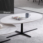 Modern Oval Coffee Table with Sintered Stone Top - Stylish and Chic Living Room Furniture hldjj-3025