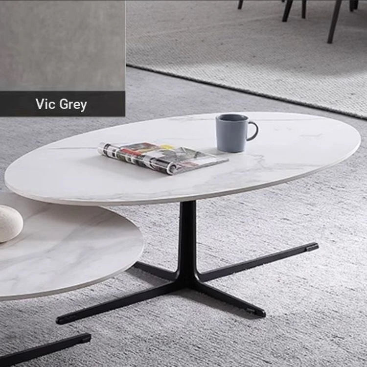 Modern Oval Coffee Table with Sintered Stone Top - Stylish and Chic Living Room Furniture hldjj-3025