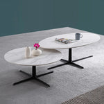 Modern Oval Coffee Table with Sintered Stone Top - Stylish and Chic Living Room Furniture hldjj-3025