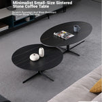 Modern Oval Coffee Table with Sintered Stone Top - Stylish and Chic Living Room Furniture hldjj-3025