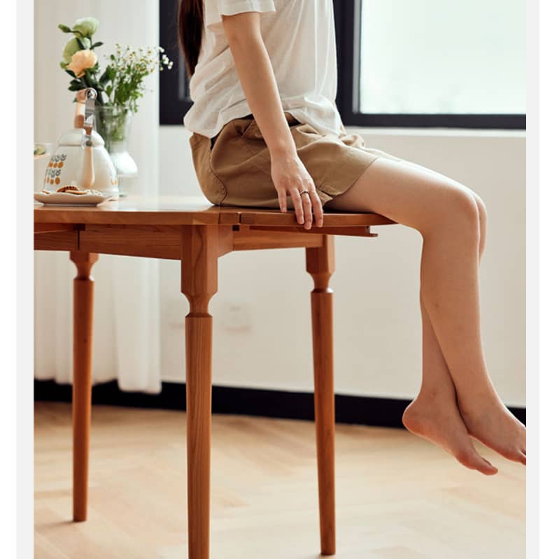 Stunning Cherry Wood Table with Copper Accents – Natural Wood Finish hldmz-710