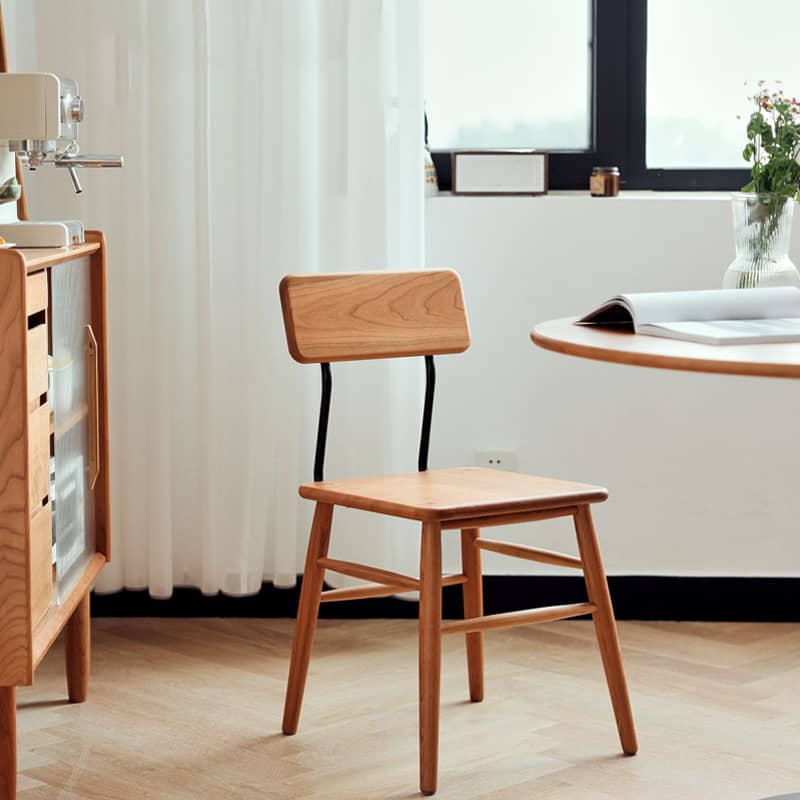 Sleek Modern Chair in Natural Cherry Wood with Durable Iron Frame hldmz-717