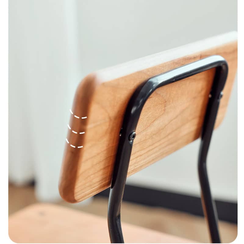 Sleek Modern Chair in Natural Cherry Wood with Durable Iron Frame hldmz-717