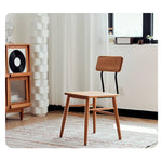 Sleek Modern Chair in Natural Cherry Wood with Durable Iron Frame hldmz-717