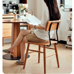 Sleek Modern Chair in Natural Cherry Wood with Durable Iron Frame hldmz-717