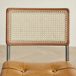 Stylish Cherry Wood and Rattan Chair with Faux Leather Cushion and Stainless Steel Frame hldmz-721