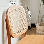 Natural Cherry Wood Chair with Rattan Backrest hldmz-723