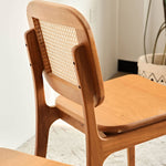 Natural Cherry Wood Chair with Rattan Backrest hldmz-723