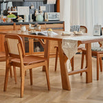 Natural Cherry Wood Chair with Rattan Backrest hldmz-723