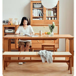 Cherry Wood Natural Stool with Rattan Seat - Elegant and Durable Design hldmz-726