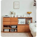 Elegant Cherry Wood Cabinet with Plywood and Glass Accents - Stylish Storage Solution hldmz-729