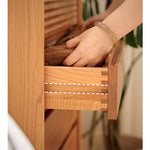 Elegant Cherry Wood Glass Cabinet - Natural Finish for Sophisticated Home Decor hldmz-730