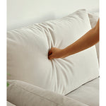 Luxurious White and Orange Cherry Wood Sofa with Leathaire, Goose Down, and Corduroy Upholstery hldmz-733