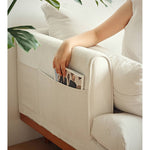 Luxurious White and Orange Cherry Wood Sofa with Leathaire, Goose Down, and Corduroy Upholstery hldmz-733