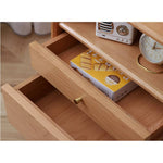 Elegant Cherry Wood Bedside Cupboard with Copper Accents for Sophisticated Bedroom Decor hldmz-735