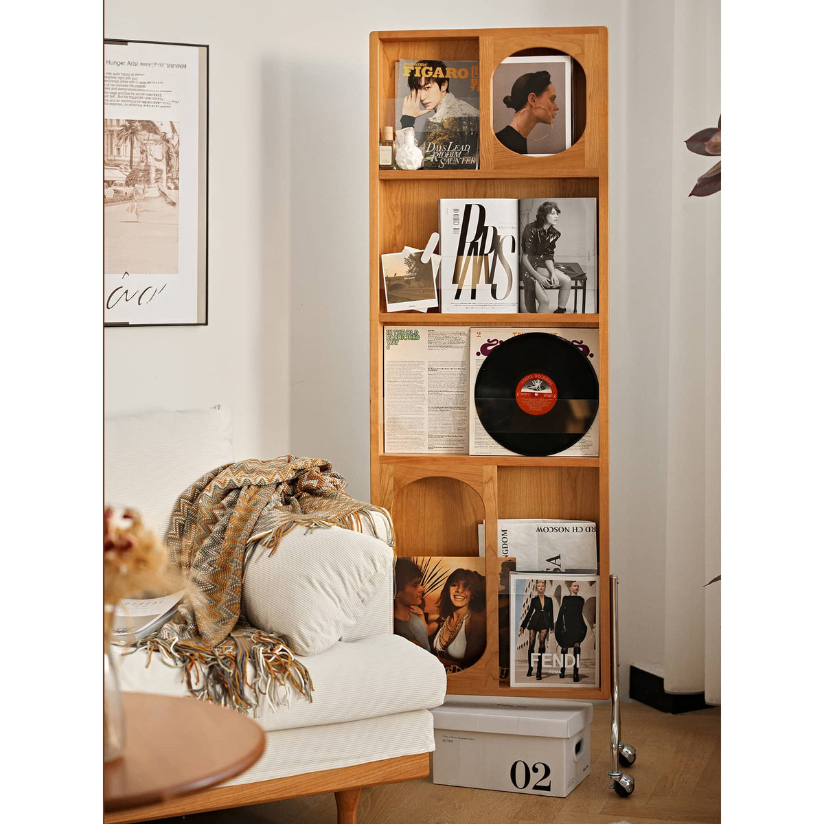 Elegant Cherry Wood Storage Rack with Glass Acrylic Accents – Durable & Stylish Organizer hldmz-738