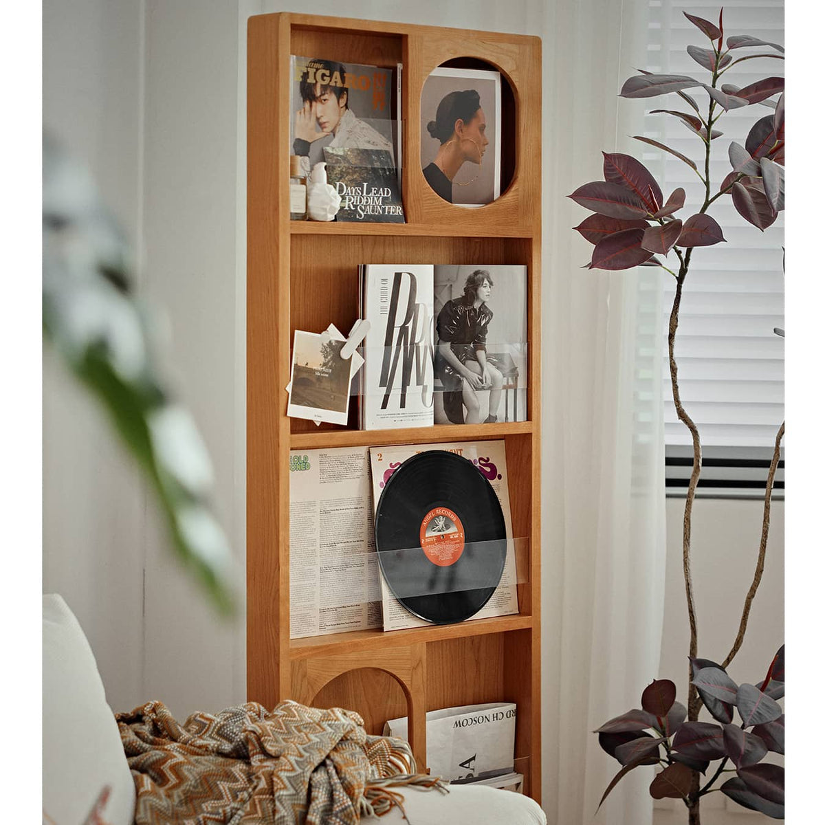 Elegant Cherry Wood Storage Rack with Glass Acrylic Accents – Durable & Stylish Organizer hldmz-738