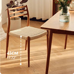 Natural Cherry Wood Dining Chair with Handwoven Kraft Paper Rope Seat hldmz-739