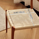 Natural Cherry Wood Dining Chair with Handwoven Kraft Paper Rope Seat hldmz-739