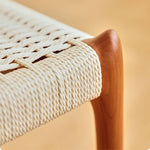 Natural Cherry Wood Dining Chair with Handwoven Kraft Paper Rope Seat hldmz-739