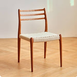 Natural Cherry Wood Dining Chair with Handwoven Kraft Paper Rope Seat hldmz-739