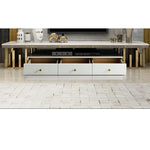 Luxury Modern TV Stand – Solid Wood, Marble, and Stainless Steel Entertainment Center hlkwd-4109