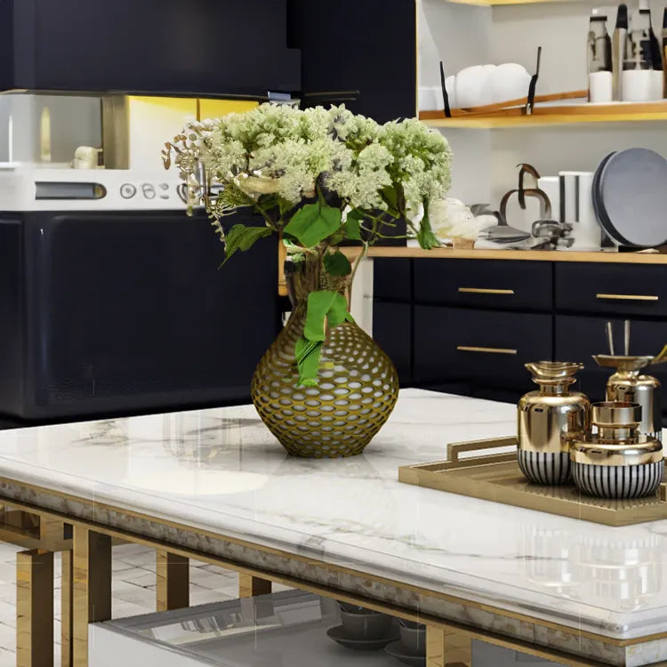 Luxury Modern TV Stand – Solid Wood, Marble, and Stainless Steel Entertainment Center hlkwd-4109