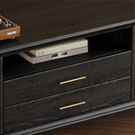 Sleek Ash Wood TV Cabinet with Glass Doors - Modern Entertainment Center hlxl-4399