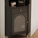 Stylish Glass Ash Wood Corner Cabinet for Modern Living Rooms hlxl-4403