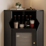 Stylish Black Pine Glass Corner Cabinet – Modern Home Bar Storage Solution hlxl-4405