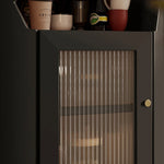 Stylish Black Pine Glass Corner Cabinet – Modern Home Bar Storage Solution hlxl-4405