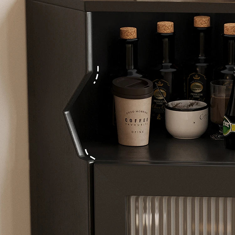 Stylish Black Pine Glass Corner Cabinet – Modern Home Bar Storage Solution hlxl-4405