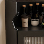 Stylish Black Pine Glass Corner Cabinet – Modern Home Bar Storage Solution hlxl-4405